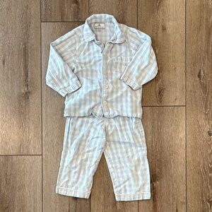 Toddler boy Petite Plume blue gingham button down pajamas size 2